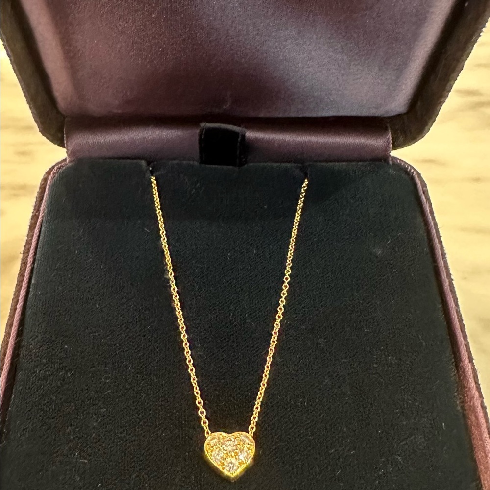 TIFFANY & CO. - 18K Gold Diamond Heart Pendent Necklace - Picture 8 of 10